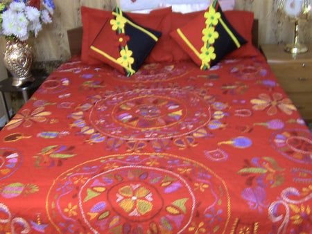 Hand Embroidered Applique Designer Bedspread Coverlet Set (On order)