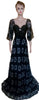 Half Sleeve Crystal Beaded Floral Georgette Latest Gown. Medium