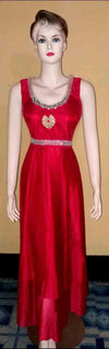 Crystal & Diamond Beaded Valentine Silk Sateen Net Gown Medium