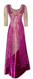 U Neck Crystal Beaded Purple Gold Dress Medium.