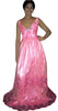 V Neck Crystal Beaded Pink Lace Evening Gown. Medium