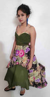 #1 Handstitched Side Zip Beaded Silk Linen Floral Printed Gown. Medium. # 6