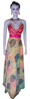 Multicolored Designer Evening Dress. Small