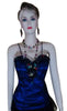 Sleeveless Multi Colored Beaded Designer Evening Silk Dress. Medium