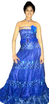 Sleeveless Crystal Beaded Designer Silk Gown.  Small.