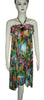 Sleeveless Crystal Beaded Multi Colored Linen Short  Dress. Medium