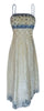 Sleeveless Hand-Stitched Golden Cream Silk Lace Designer Dress. Small