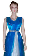 U Neck Crystal Beaded Designer Silk Dress. Small