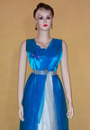 U Neck Crystal Beaded Designer Silk Dress. Small