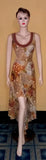 Sleeveless Pearl Beaded Printed Silk Dress. Medium