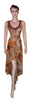 Sleeveless Pearl Beaded Printed Silk Dress. Medium