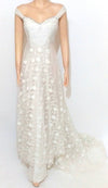 Hand Stitched Crystal Beaded Floral Designer Gown. Small.