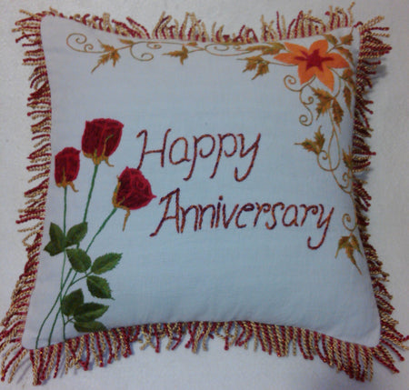 Needle Point Anniversary's Designer Pillow. Medium