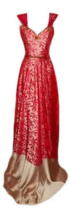 Crystal Beaded Belt Katan Silk Net Gown. Medium