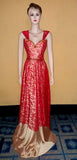 Crystal Beaded Belt Katan Silk Net Gown. Medium