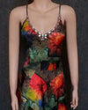 Multicolored Sleeveless Crystal Beaded Chiffon Dress Medium.