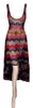 Deep U Neck Beaded Printed Dress. Medium.