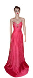 Artful Crystal Beaded Silk Sateen Net Gown. Medium