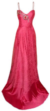 Artful Crystal Beaded Silk Sateen Net Gown. Medium