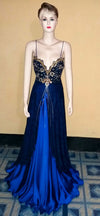 Hand Stitched Crystal Beaded Designer Royal Gown. Medium.