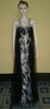 Artful Crystal & Perl Beaded Chiffon Katan Gown. Medium