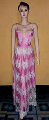 Floral Design Silk Net Fabulous Gown. Medium