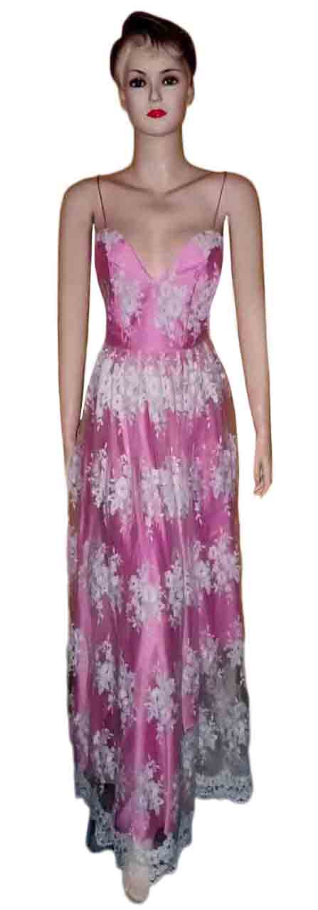 Floral Design Silk Net Fabulous Gown. Medium