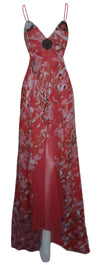 Handcrafted Floral Design Chiffon Gown. Medium