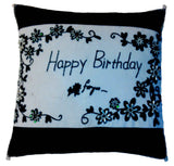 Needle Point Designer Birthday Pillow. Medium