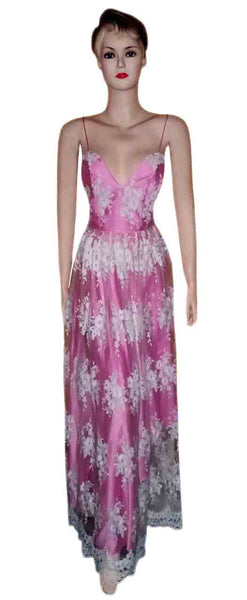 Sleeveless Beaded Floral Gown. Medium.