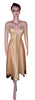 Sleeveless Pearl & Crystal Beaded Sateen Silk Net Golden Midi Dress . Medium.