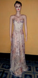 Sleeveless 1970s Crystal Beaded Floral Chiffon Gown. Medium