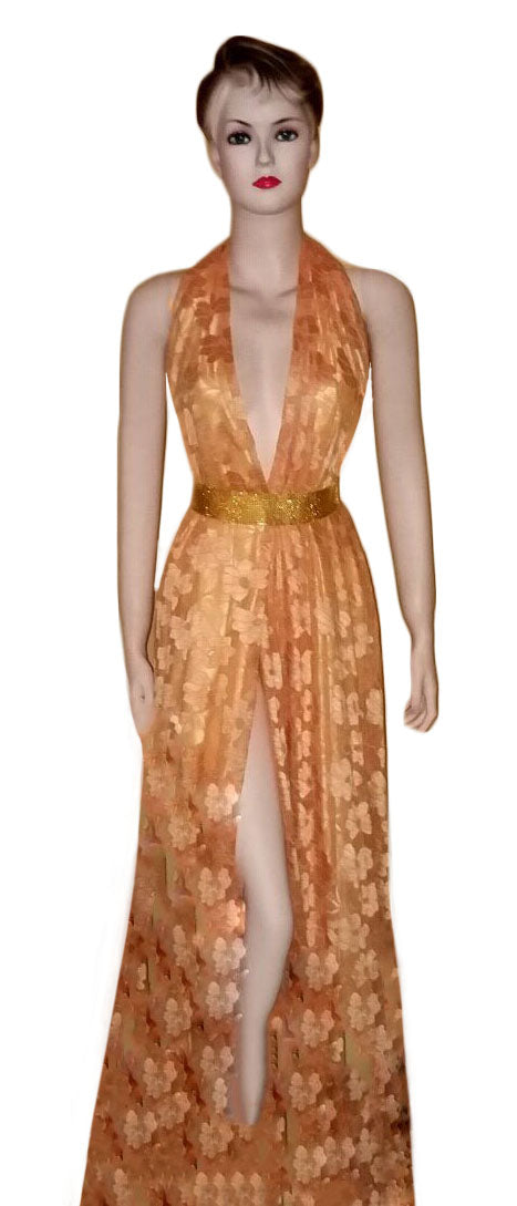 Designer Golden Heavy Gown. Medium