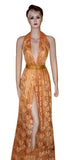 Designer Golden Heavy Gown. Medium