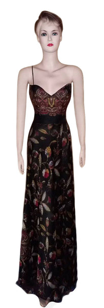 Sleeveless Floral Designer Chiffon Gown. Medium