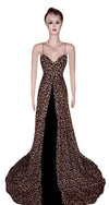 Sleeveless Black Brown Royal Gown. Medium