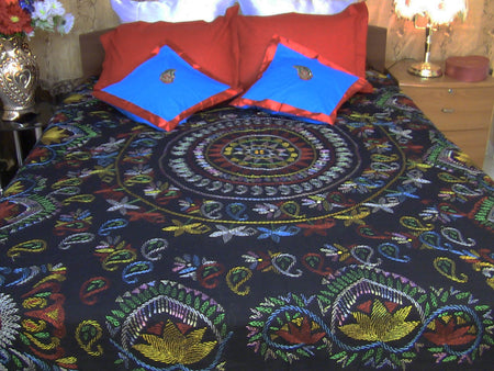 Hand Embroidered Applique Designer Bedspread Coverlet Set (On order)