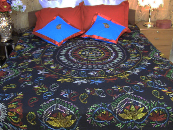 Hand Embroidered  Needle Work Designer Bedspread Coverlet Sets. Gift Or Save For Family.  Queen