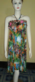 Sleeveless Crystal Beaded Multi Colored Linen Short  Dress. Medium