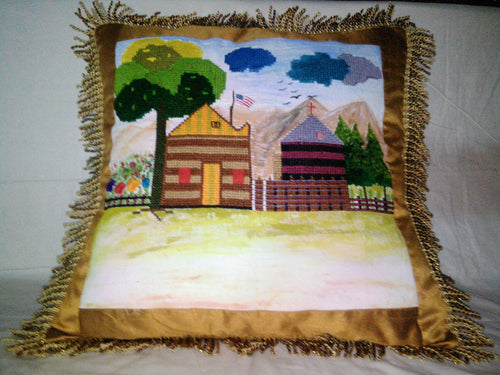 Needle Point Designer Pillow. Medium