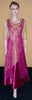 U Neck Crystal Beaded Purple Gold Dress Medium.