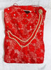 Sleeveless Crystal & Pearl Beaded Designer Red Midi. Medium.