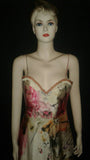 Sleeveless Pearl & Crystal Beaded Printed Silk Gown, Medium