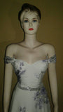 Off Shoulder Crystal Beaded Belt Royal Gown. Medium