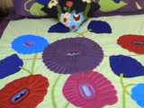 Hand Embroidered Applique Designer Bedspread Coverlet Set. (On Order)