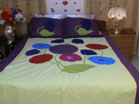 Hand Embroidered Applique Designer Bedspread Coverlet Set (On order)