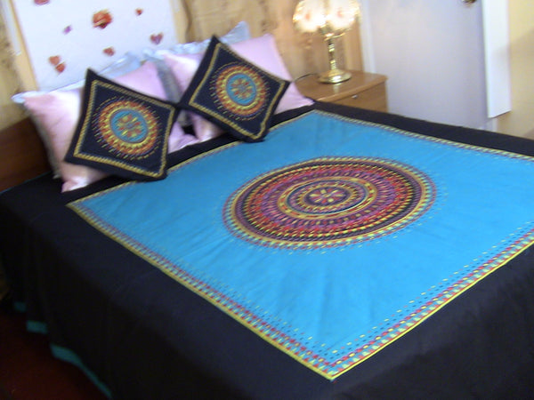 Hand Embroidered Needle Work Designer Bedspread Coverlet Set. King. Gift or Save for Family