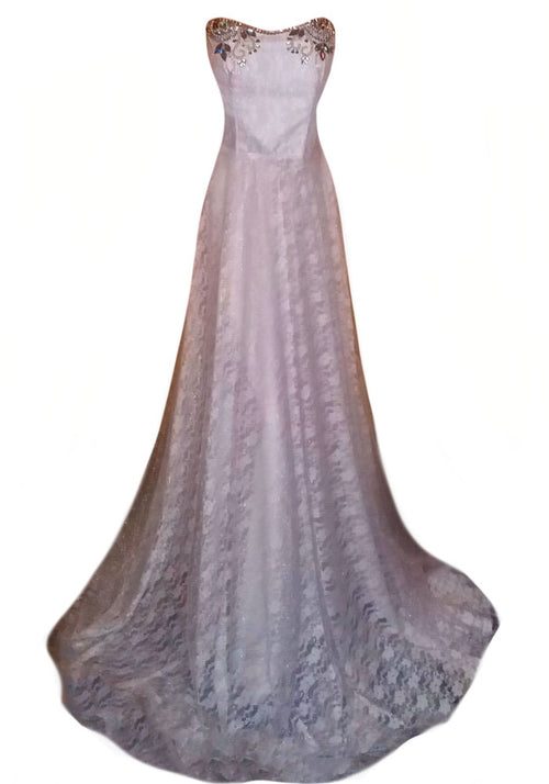 Crystal Beaded Royal Silk Net Wedding Gown. Medium