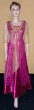 U Neck Crystal Beaded Purple Gold Dress Medium.